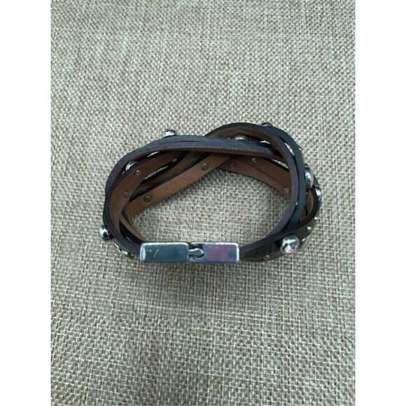 Brighton Thea Harlow Bronze Leather Braided Cuff Bracelet Studded Magnetic 7" - Picture 6 of 10